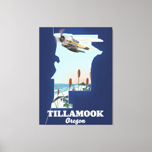 Tillamook Oregon Travel karta Canvastryck