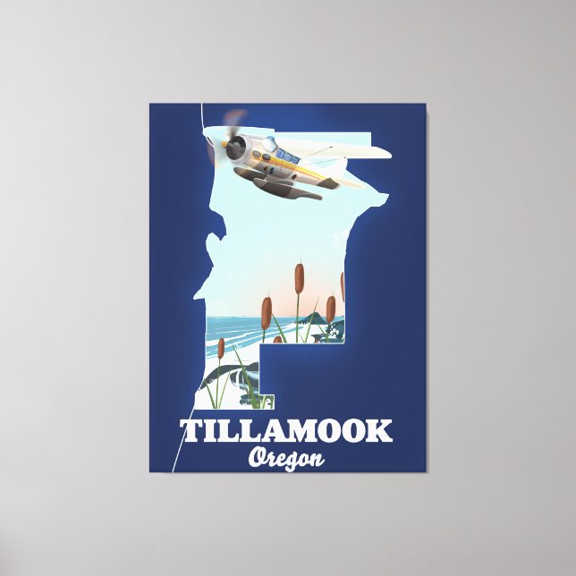 Tillamook Oregon Travel karta Canvastryck (Framsida)