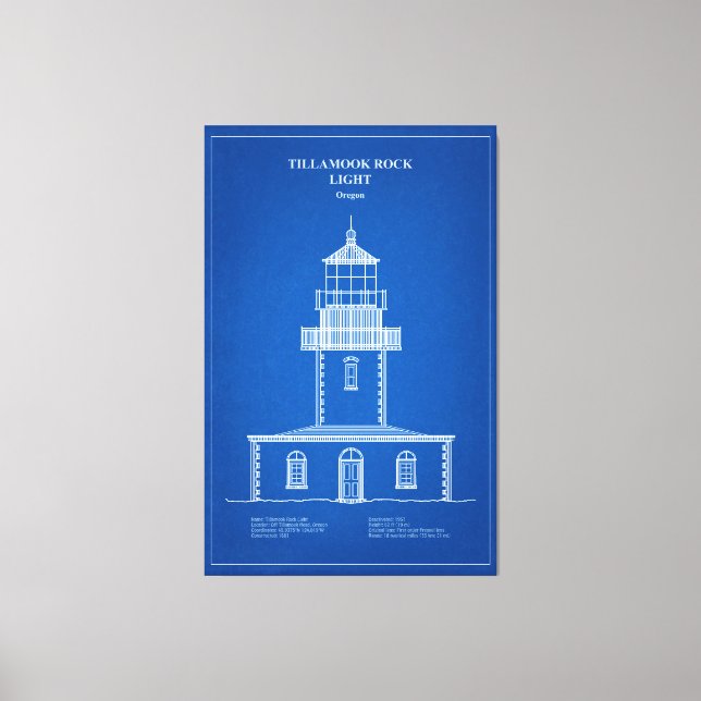Tillamook Sten fyr - Oregon - AD Canvastryck (Framsida)