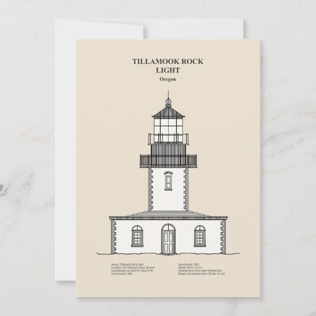 Tillamook Sten Lighthouse - Oregon - SBD Tack Kort (Framsida)