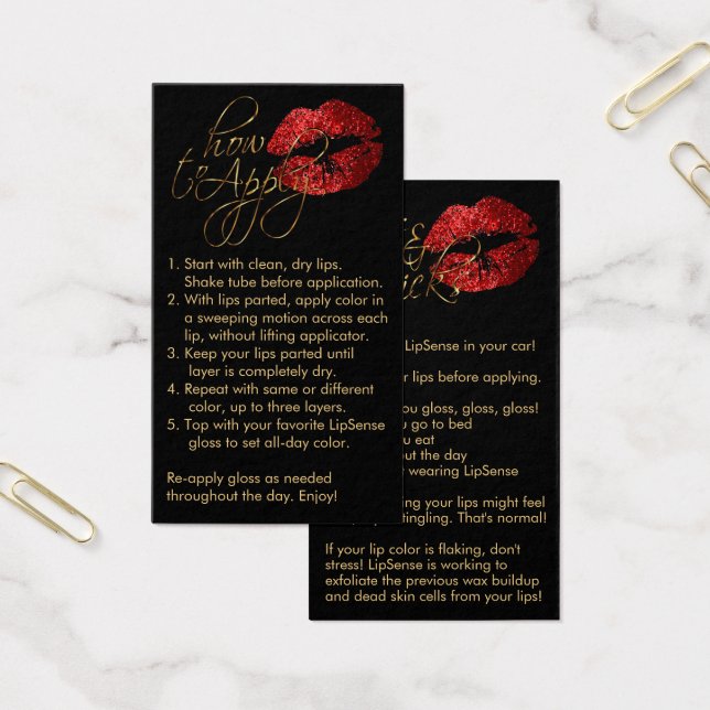 Tillämpa - Röd Läppar på svart Visitkort (Kontor)