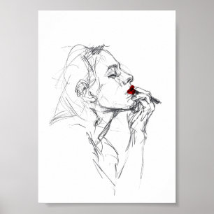 Tillämpa röd läppstift poster