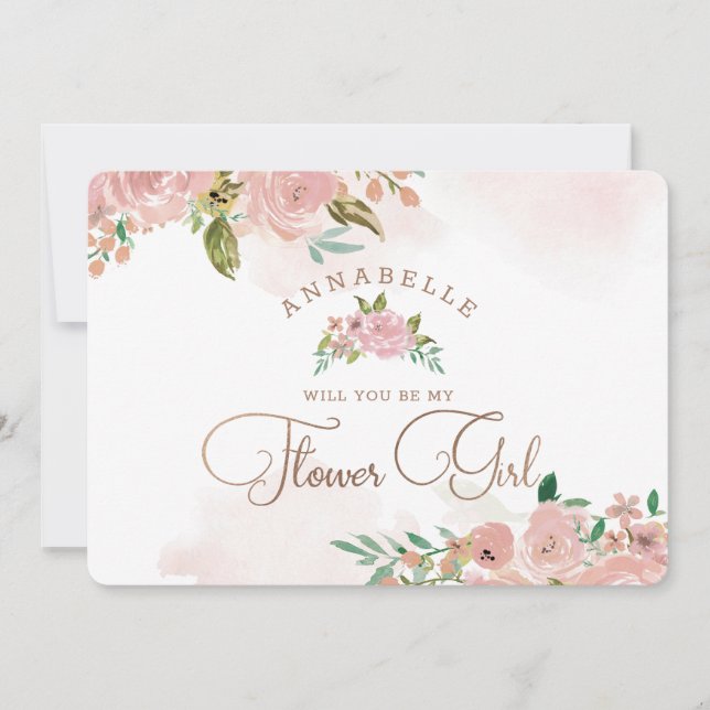 Tillåt Ro Vintage Flower Girl Frieri Card (Framsida)