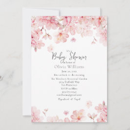 Tillåt Rosa Cherry Blommar Flowers Baby Shower Inbjudningar