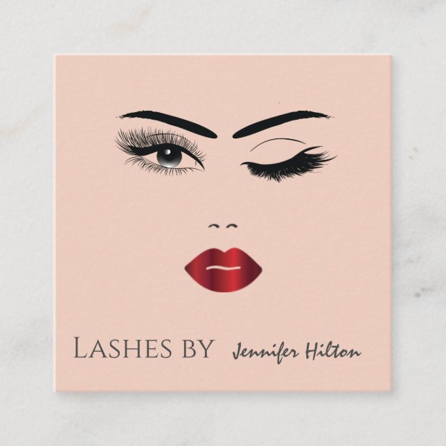 Tillåta en modern, enkel sensuell vinkling-flicka  fyrkantigt visitkort (Framsida)