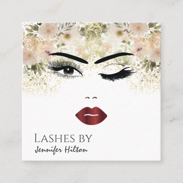 Tillåta modern sensuell flicka ansikte fyrkantigt visitkort (Framsida)
