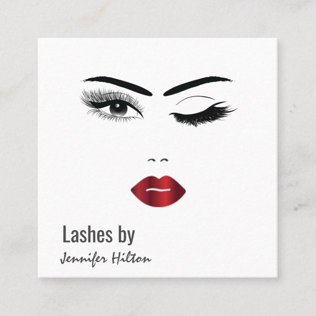 Tillåta moderna sensuella vinkling Flickor ansikte Fyrkantigt Visitkort (Framsida)