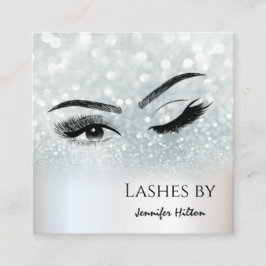 Tillåta silver glitterpill i öga fyrkantigt visitkort