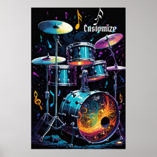 Tillbaka Beat Drum Set Poster