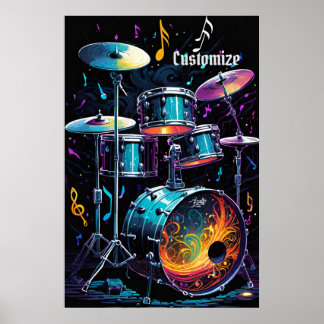 Tillbaka Beat Drum Set Poster