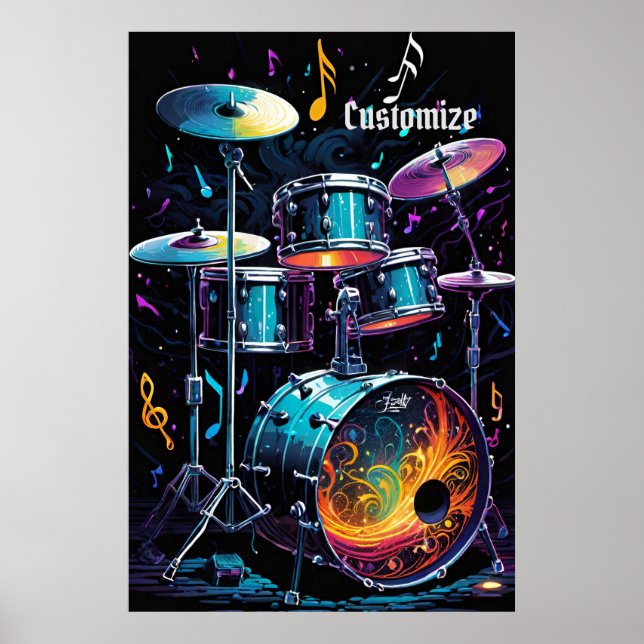 Tillbaka Beat Drum Set Poster (Framsidan)