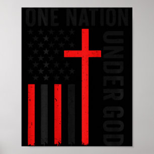 Tillbaka En Nation Under Gud Amerikansk Flagga Kri Poster