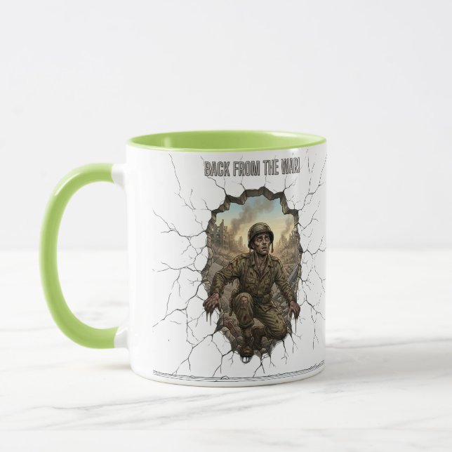 Tillbaka från krig Soldat Dubbel exponering Kaffe  Mugg (Vänster)