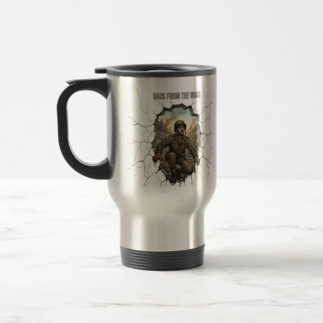 Tillbaka från Krig Soldat Dubbel Exponering Kaffe  Resemugg (Vänster)