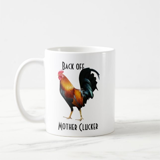 Tillbaka från Mor Clucker Tupp Kaffemugg (Vänster)