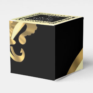 Tillbaka, guld fleur de lys bröllop presentaskar