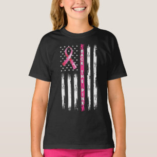 Tillbaka Medvetenhet om bröstcancer vid Rosa Flagg T Shirt