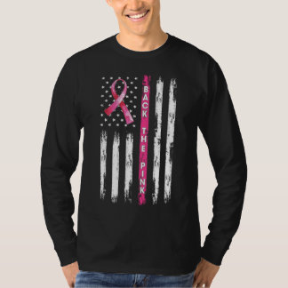 Tillbaka Medvetenhet om bröstcancer vid Rosa Flagg T Shirt