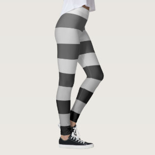 Tillbaka och Grått-stripe Färg Block Mönster Leggings