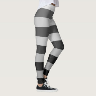 Tillbaka och Grått-stripe Färg Block Mönster Leggings