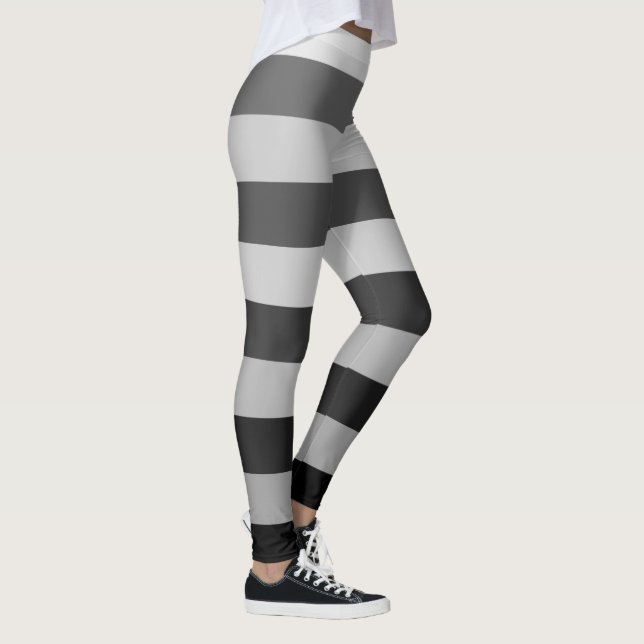 Tillbaka och Grått-stripe Färg Block Mönster Leggings (Höger)
