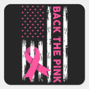 Tillbaka Rosa Breast Cancer Awareness T- Shirt62 Fyrkantigt Klistermärke