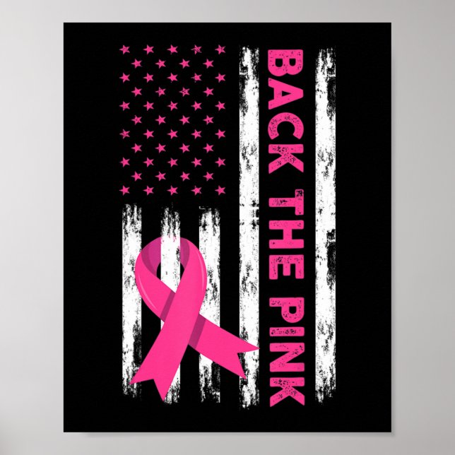 Tillbaka Rosa Breast Cancer Awareness T- Shirt62 Poster (Framsidan)