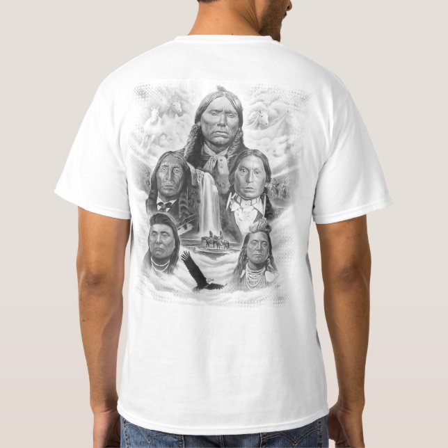 Tillbaka Skriv ut indisk Chiefs Native Amerika Man T Shirt (Baksida)