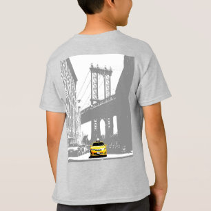 Tillbaka Skriv ut New York Brooklyn Gult Taxi Boys T Shirt