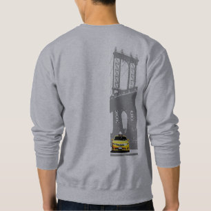 Tillbaka Skriv ut New York City Nyc Brooklyn Bridg Lång Ärmad Tröja