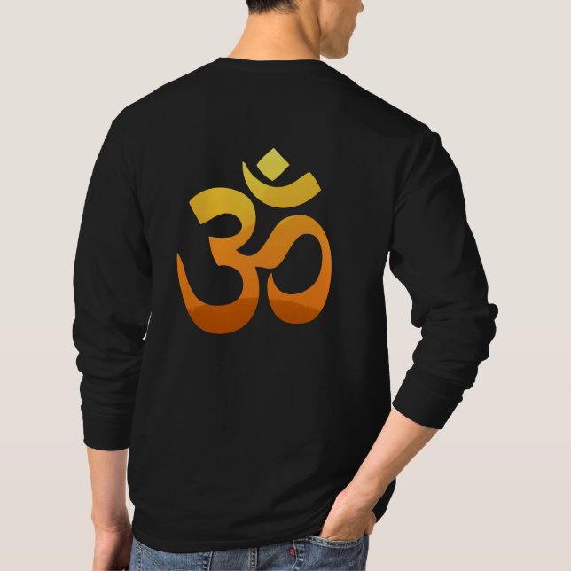 Tillbaka Skriv ut om Mantra Symbol Yoga Manar Lång T Shirt (Baksida)