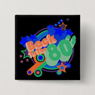 Tillbaka till 80:s kvadratisk Retro 80-knapp Knapp