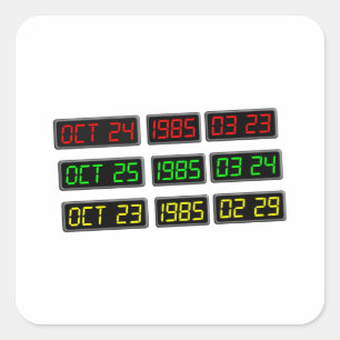 Tillbaka till 80-talet vid Time Travel Maskin Fyrkantigt Klistermärke