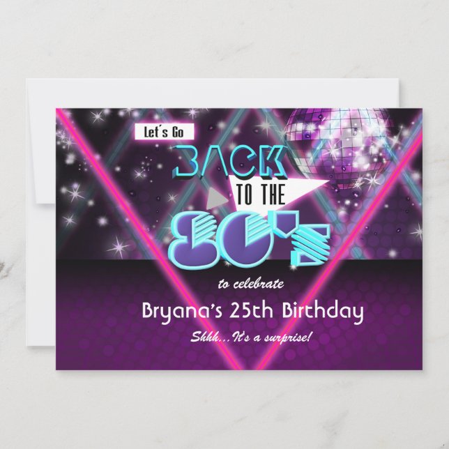 TILLBAKA TILL 80-talets GLAM Girls Dance Party-inb Inbjudningar (Framsida)