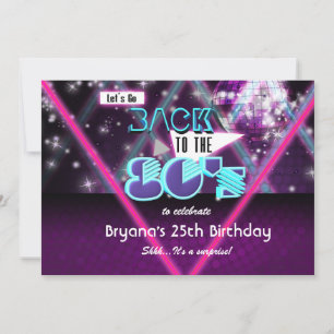 TILLBAKA TILL 80-TALETS GLAM Tjejers danparty-inbj Inbjudningar
