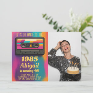 Tillbaka till 80-talets Vintage Födelsedagsfoto In Inbjudningar