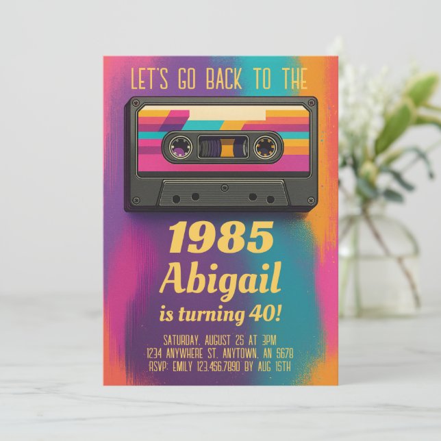 Tillbaka till 80-talets Vintage Födelsedagsinbjuda Inbjudningar (Stående Fram)