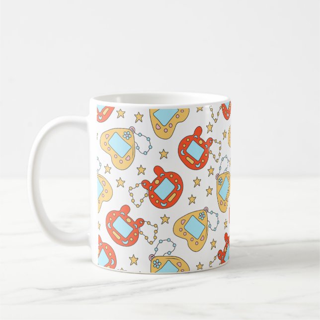 Tillbaka till 90-talet - färgstarkt Y2K Tamagotchi Kaffemugg (Vänster)