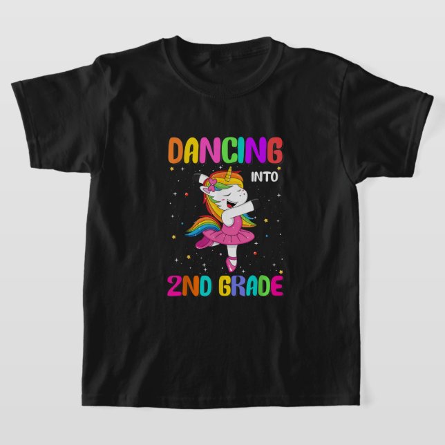 Tillbaka till andra Klass-ballens Unicorn Girls T Shirt (Laydown)