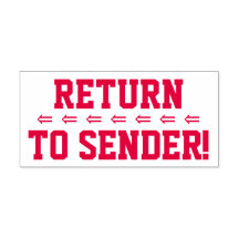 "Tillbaka till Avsändare!" & Arrows Rubber Frimärk