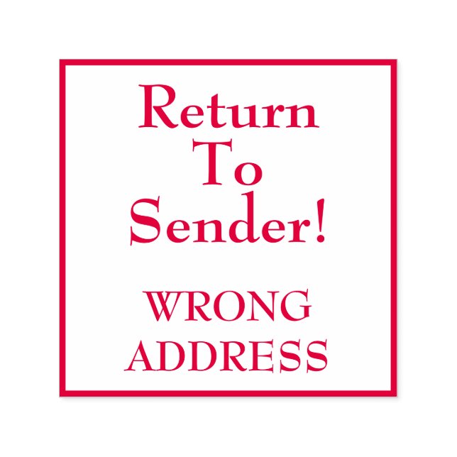 "Tillbaka till avsändaren!" "FEL ADRESS" Rubber Fr Självfärgande Stämpel (Design)