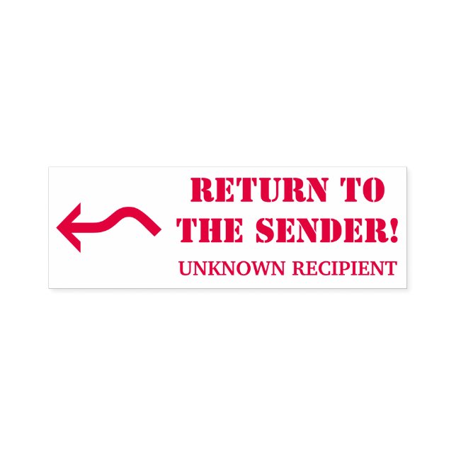 "Tillbaka till avsändaren!" "OKÄND MOTTAGARE" Självfärgande Stämpel (Design)