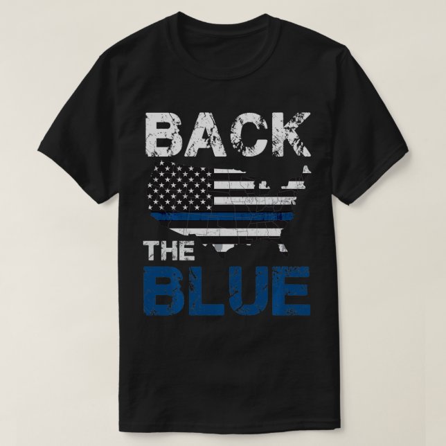 Tillbaka till Blue Defend the Police American Flag T Shirt (Design framsida)
