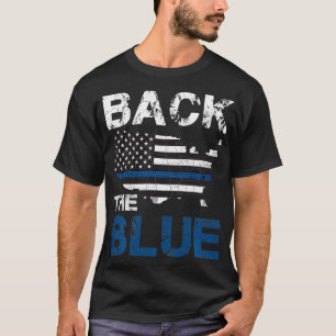 Tillbaka till Blue Defend the Police American Flag T Shirt