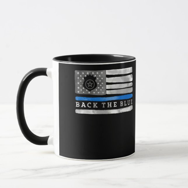 Tillbaka till Blue Thin Blue Line American Flagga  Mugg (Vänster)