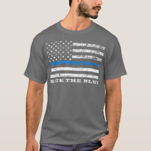 Tillbaka till Blue Thin Blue Line American Flagga T Shirt