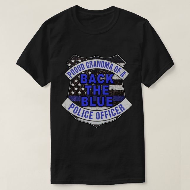 Tillbaka till Blue Thin Blue Line Proud Grandma Po T Shirt (Design framsida)