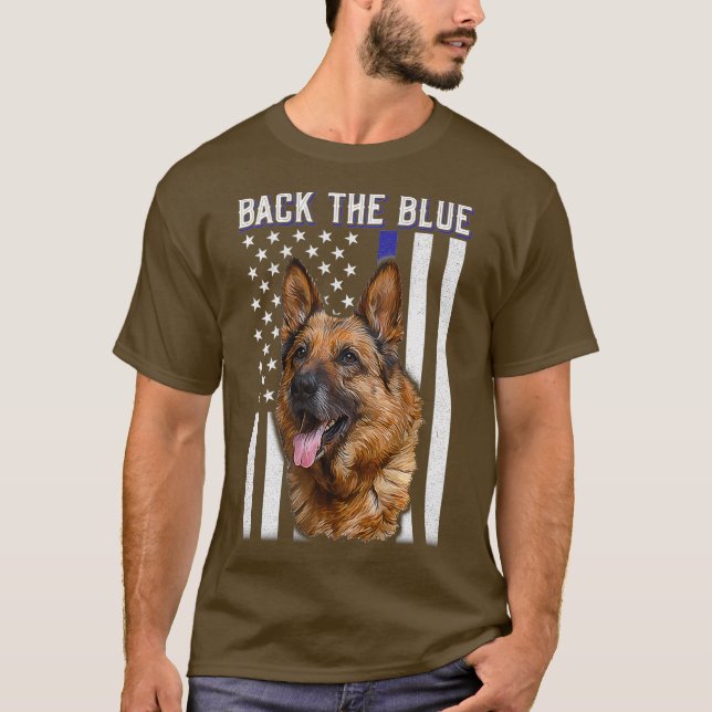 Tillbaka till den blå tyska shepherd t shirt (Framsida)