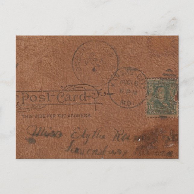 Tillbaka till det gamla lädervykortet vykort (Framsida)