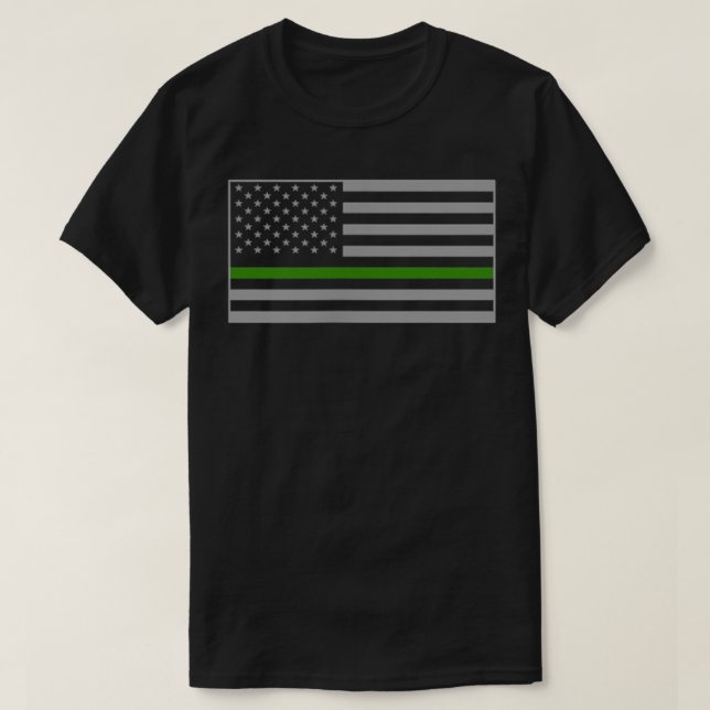 Tillbaka till Grönt Thin Grönt Line Flagga militär T Shirt (Design framsida)